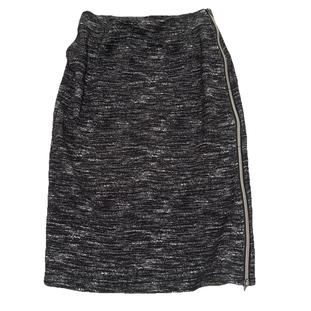 Halogen Women's Small Petite Pencil Skirt Black Gray Knit Stretch Zip Career